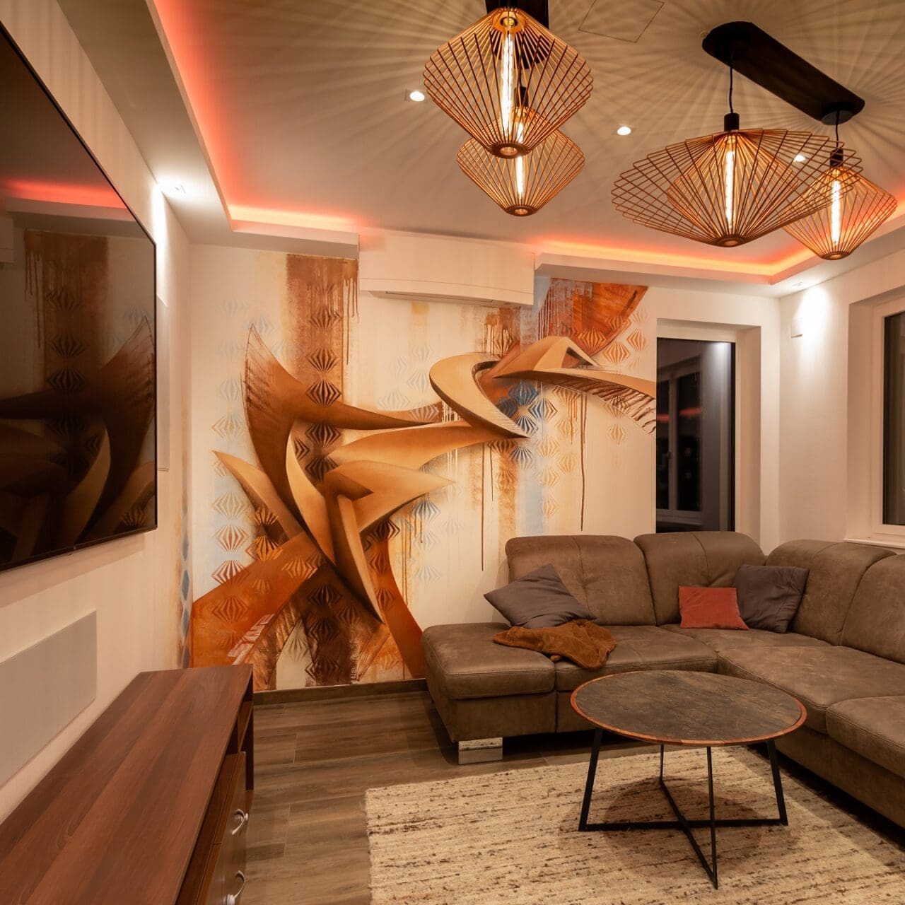 modernist wallpaper livingroom art